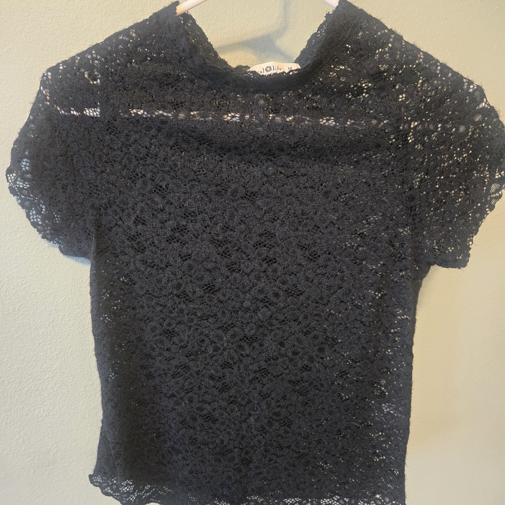 NATURAL LIFE Black Lace Blouse